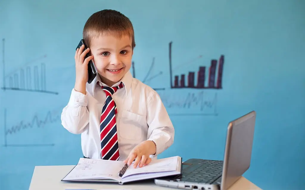 Child Investor On Phone