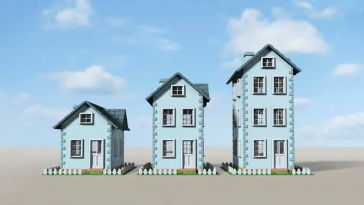 Blue houses in a row.